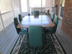 1960's dinette set with recovered chairs.