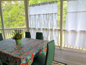 Shower curtains outdoors.
