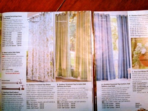 Grommet outdoor curtains sold in catalog.